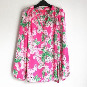 New Lilly Pulitzer Elsa Silk Top, Roxie Pink Worth A Look, XXL